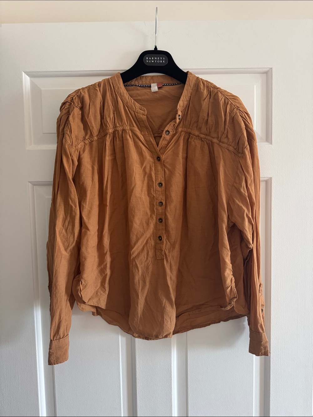 Anthropologie Button-Front Blouse in Rusty Orange